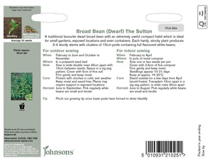 Broad Bean (Dwarf)- The Sutton