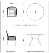 Load image into Gallery viewer, Peru 4 Seat Round Dining Set
